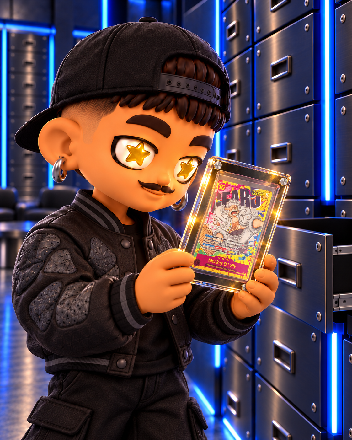 Personaje ROCA con ojos dorados y pieza de colección